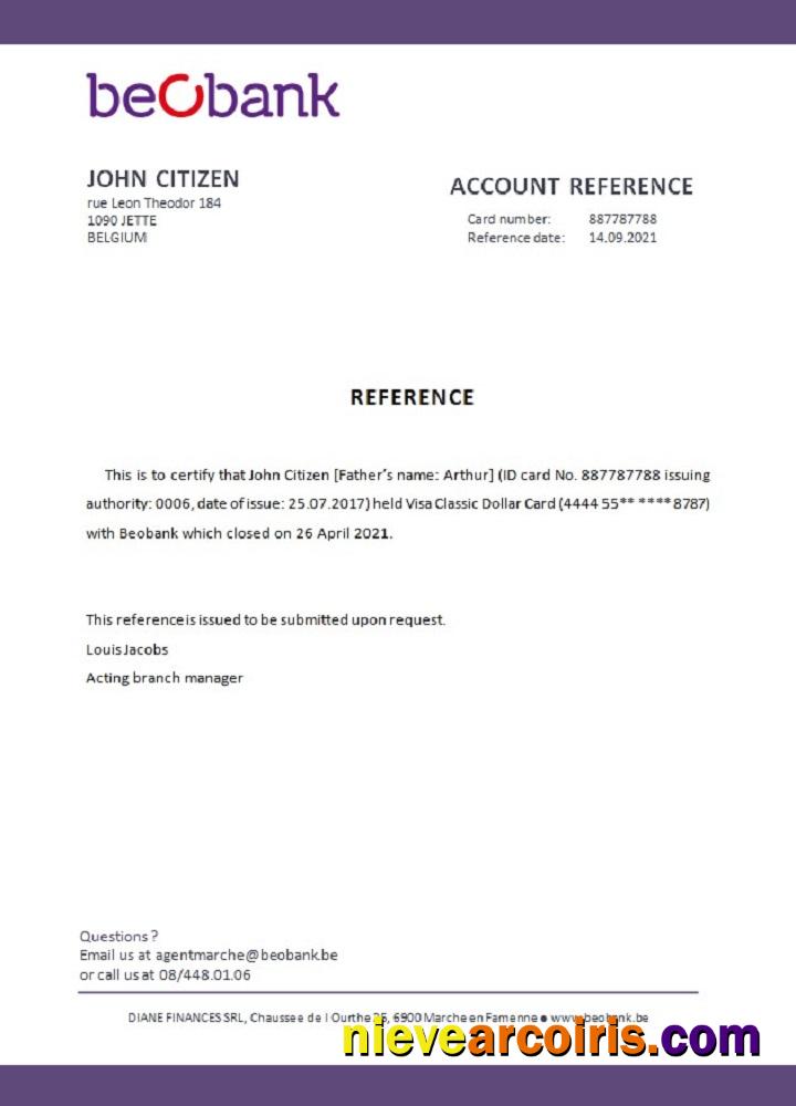 Belgium Beobank closure reference